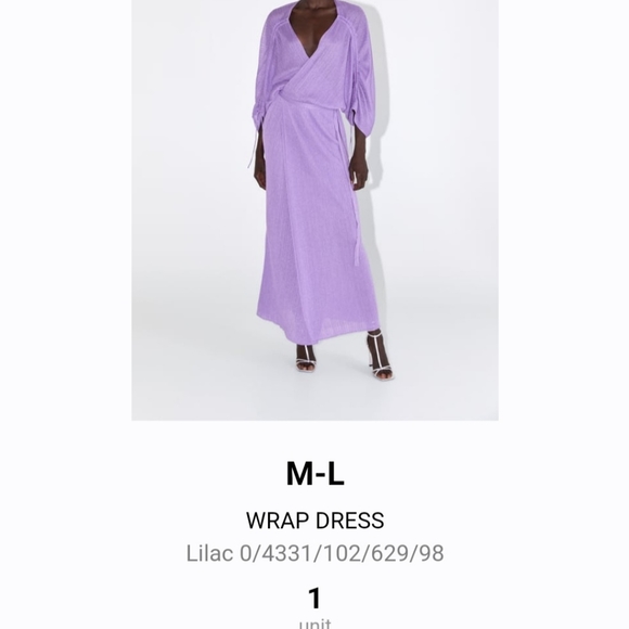 Zara wrap dress, M-L , Lilac, NWOT - Picture 3 of 3